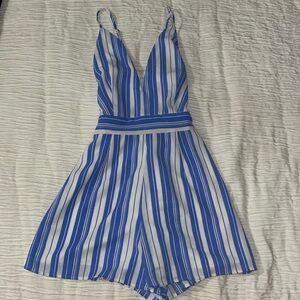 GB Gianni Bini Blue Striped Romper
